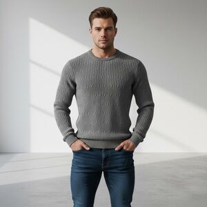 Express Men's Charcoal Crewneck Sweater